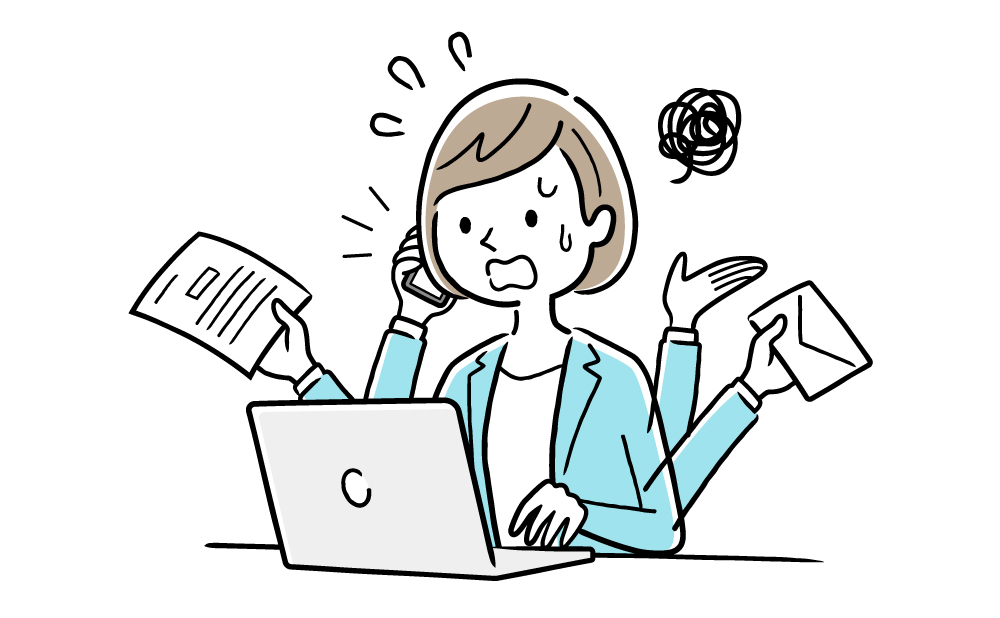 慌てている女性営業マン