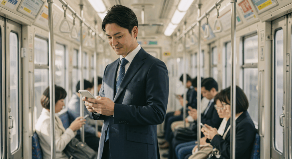 FPステーションを見る男性